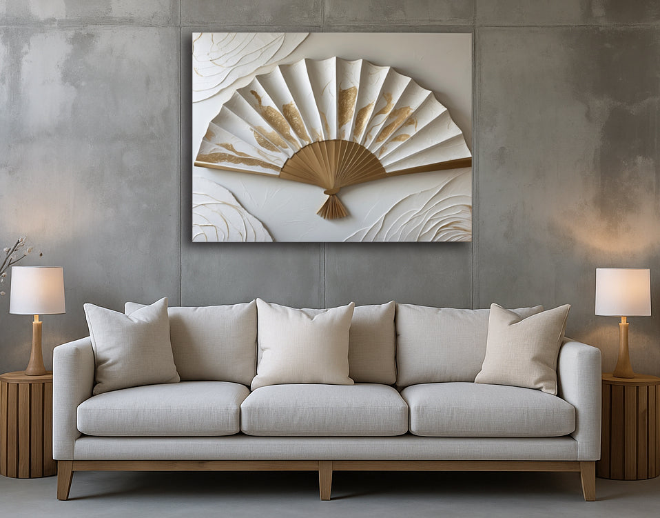 Whispers of Grace – Minimalist Fan-Inspired Canvas Print