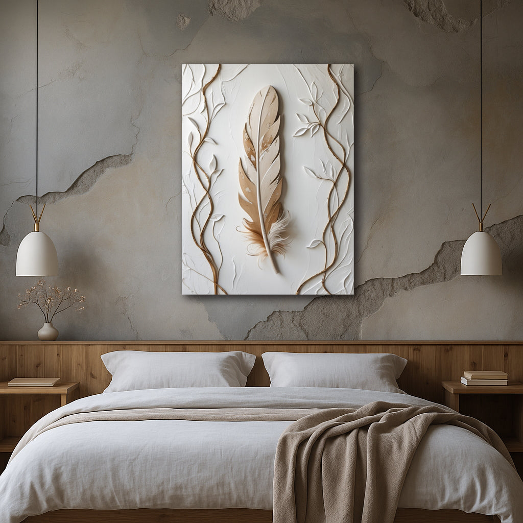 Whispers of Stillness – Feather-Inspired Canvas Wall Art (Flat Print)