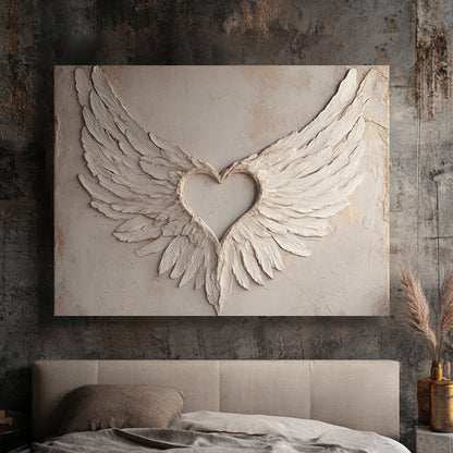 Angel Wings Wall Art – Heart Shaped Wing Design for Bedroom & Living Room Décor