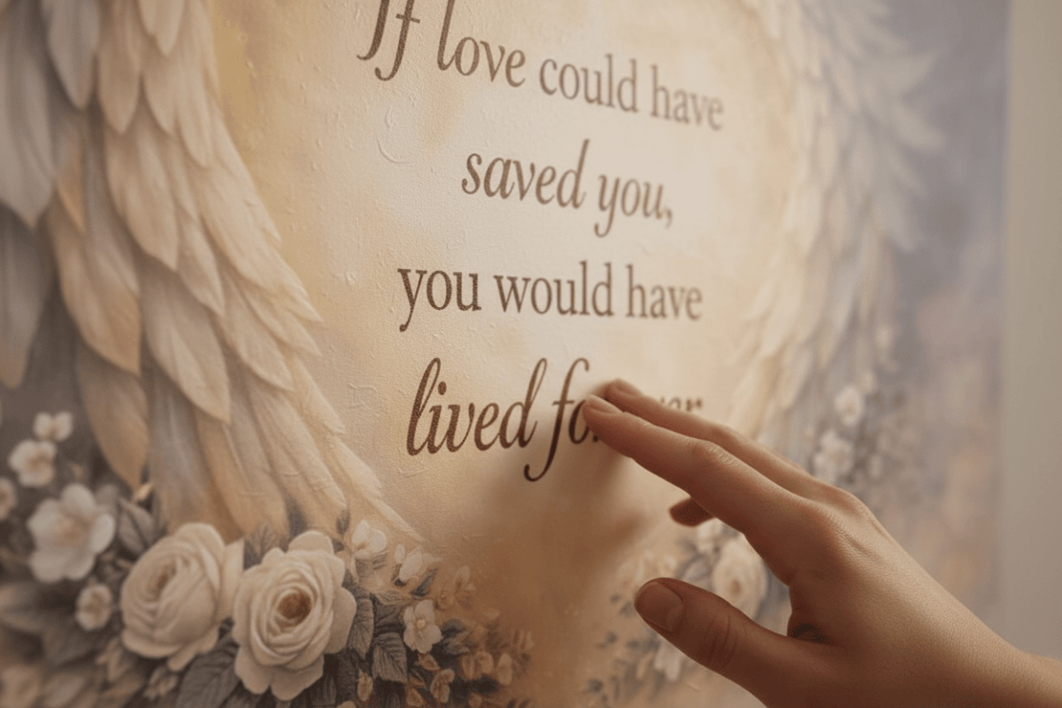 A Piece Of My Heart Lives In Heaven Memorial Wall Art - Magnolia & Gold Butterfly Canvas - Sense for Decor