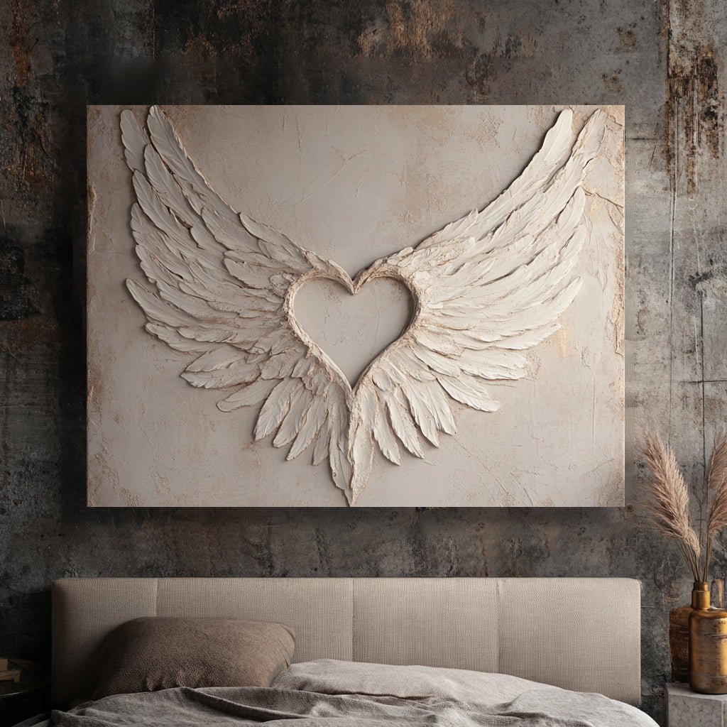Angel Wings Wall Art – Heart Shaped Wing Design for Bedroom & Living Room Décor - Sense for Decor