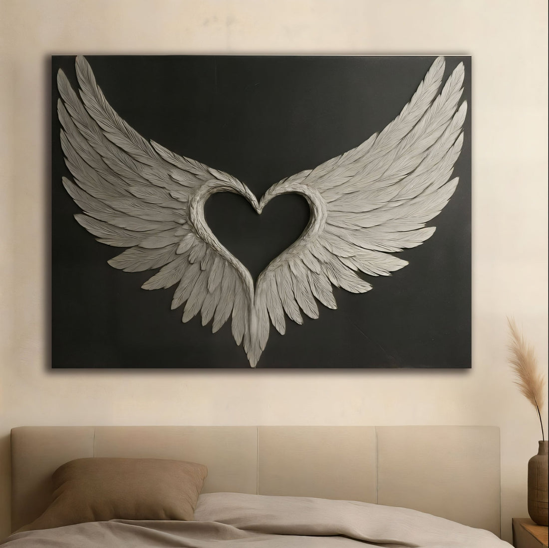 Angel Wings Wall Art – Heart Shaped Wing Design for Bedroom & Living Room Décor - Sense for Decor