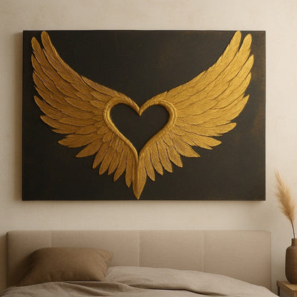 Angel Wings Wall Art – Heart Shaped Wing Design for Bedroom & Living Room Décor - Sense for Decor
