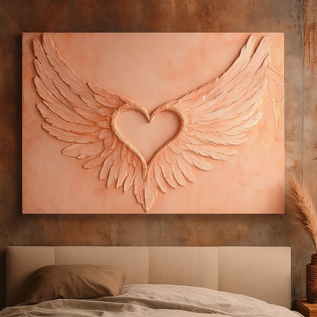 Angel Wings Wall Art – Heart Shaped Wing Design for Bedroom & Living Room Décor - Sense for Decor