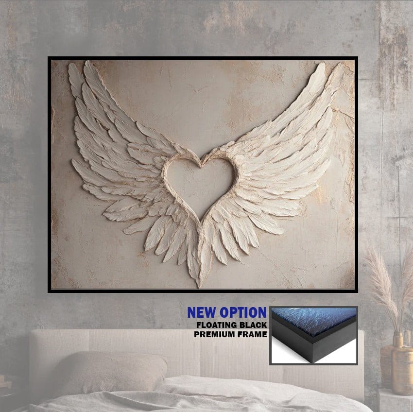 Angel Wings Wall Art – Heart Shaped Wing Design for Bedroom & Living Room Décor - Sense for Decor