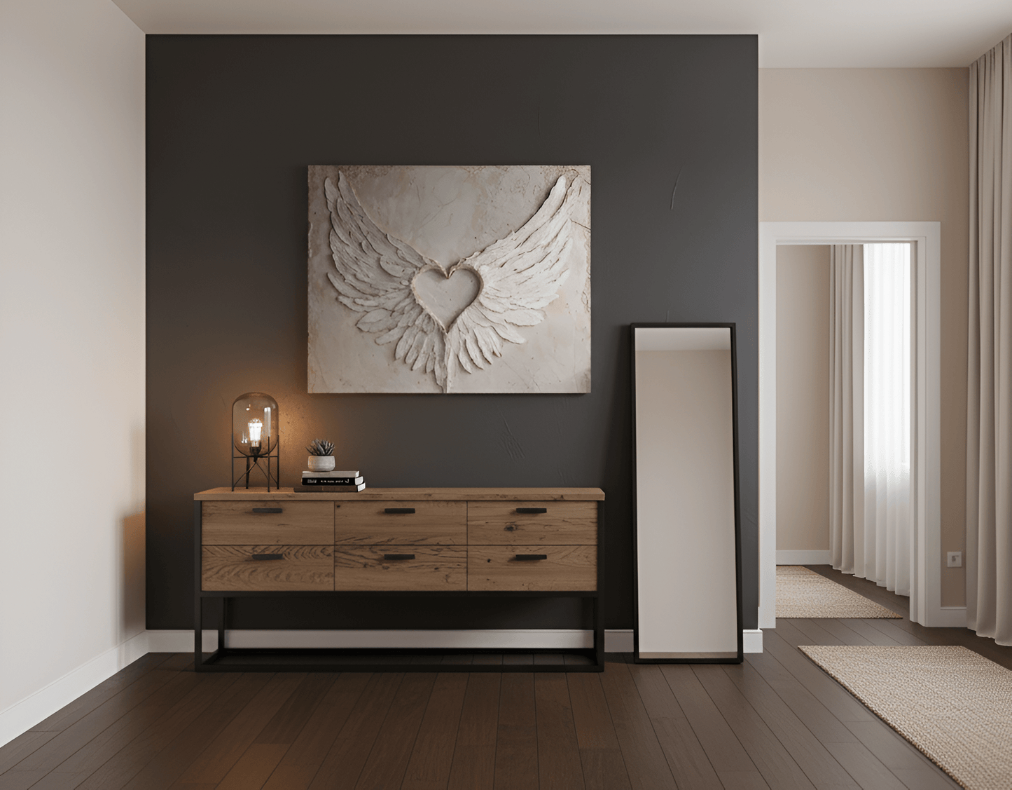 Angel Wings Wall Art – Heart Shaped Wing Design for Bedroom & Living Room Décor - Sense for Decor