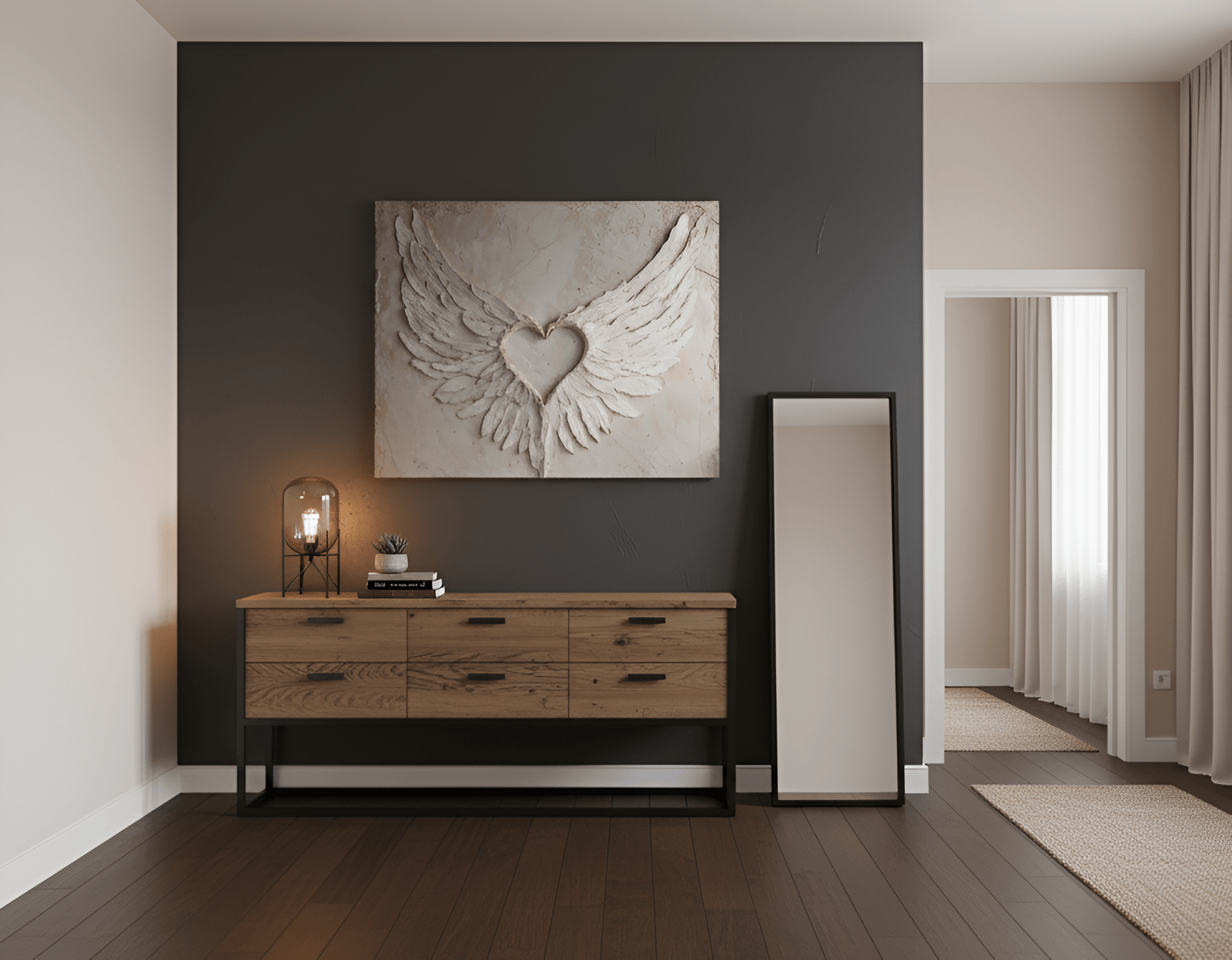 Angel Wings Wall Art – Heart Shaped Wing Design for Bedroom & Living Room Décor - Sense for Decor