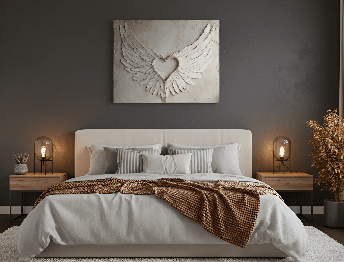 Angel Wings Wall Art – Heart Shaped Wing Design for Bedroom & Living Room Décor - Sense for Decor