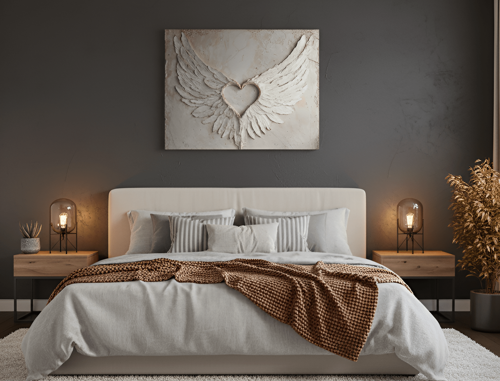 Angel Wings Wall Art – Heart Shaped Wing Design for Bedroom & Living Room Décor - Sense for Decor