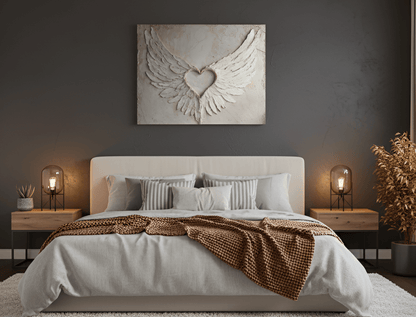 Angel Wings Wall Art – Heart Shaped Wing Design for Bedroom & Living Room Décor - Sense for Decor