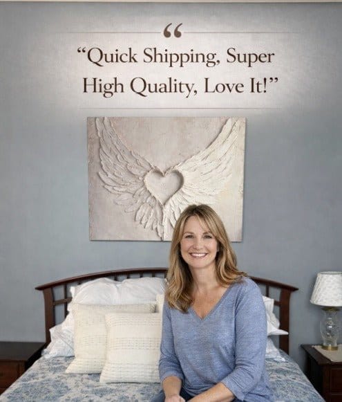 Angel Wings Wall Art – Heart Shaped Wing Design for Bedroom & Living Room Décor - Sense for Decor