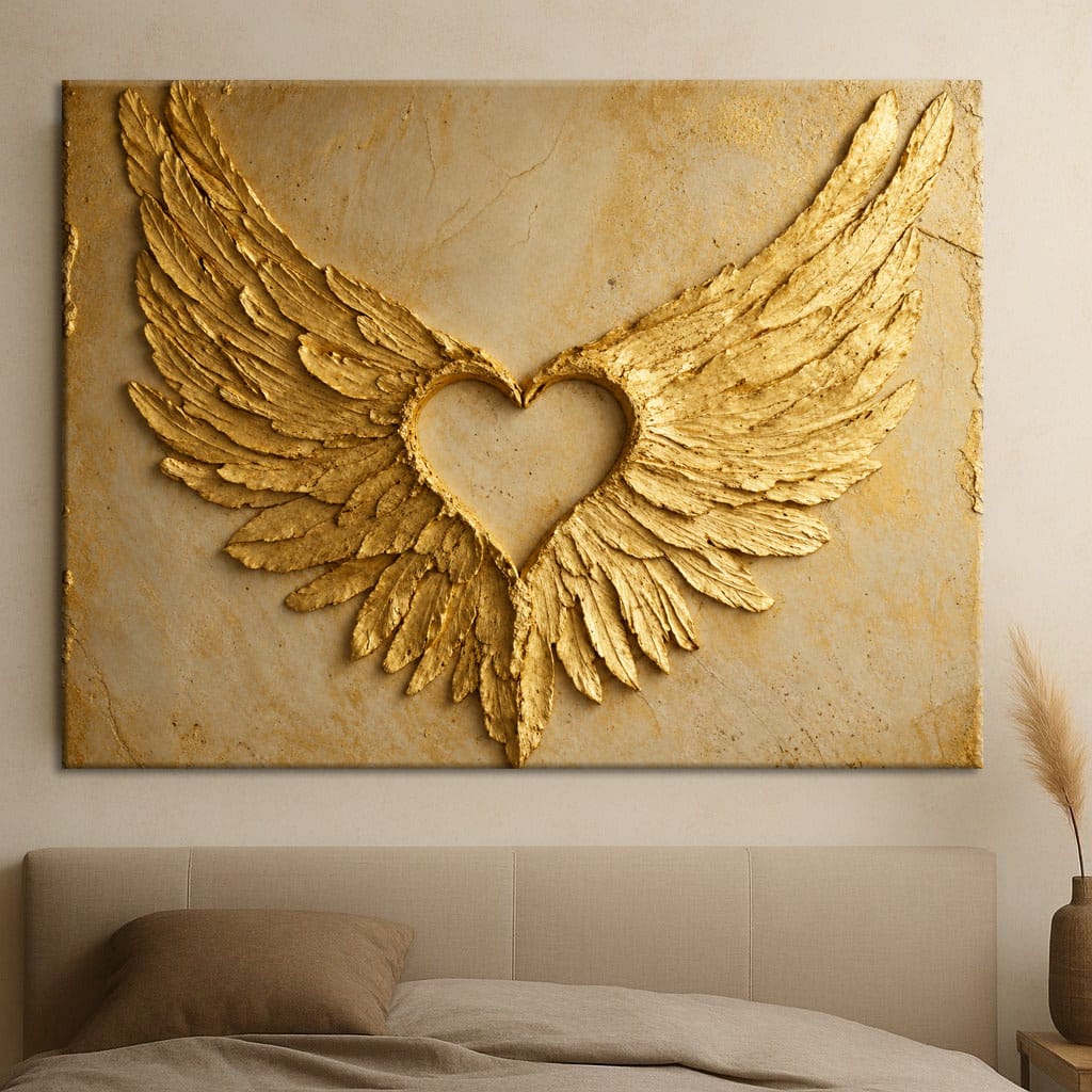 Angel Wings Wall Art – Heart Shaped Wing Design for Bedroom & Living Room Décor - Sense for Decor