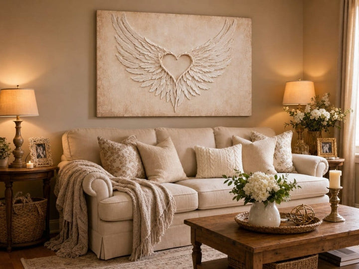 Angel Wings Wall Art – Heart Shaped Wing Design for Bedroom & Living Room Décor - Sense for Decor