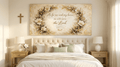 As For Me And My House Wall Art - 3D White Magnolia Scripture Canvas with Gold Leaf
