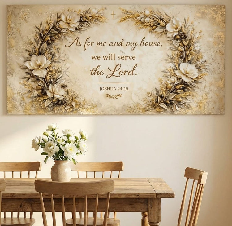 As For Me and My House We Will Serve the Lord Wall Art – Christian Canvas Wall Decor, Joshua 24:15 Scripture Print for Living Room Home Decor - Sense for Decor