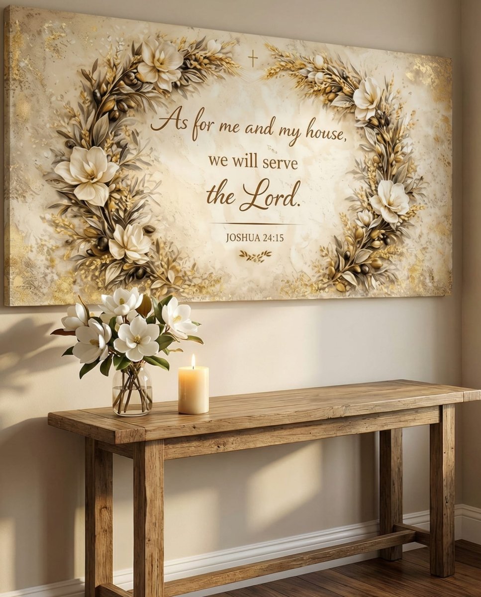 As For Me and My House We Will Serve the Lord Wall Art – Christian Canvas Wall Decor, Joshua 24:15 Scripture Print for Living Room Home Decor - Sense for Decor