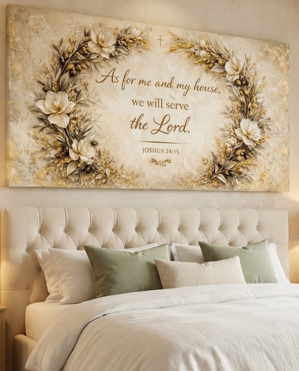 As For Me and My House We Will Serve the Lord Wall Art – Christian Canvas Wall Decor, Joshua 24:15 Scripture Print for Living Room Home Decor - Sense for Decor