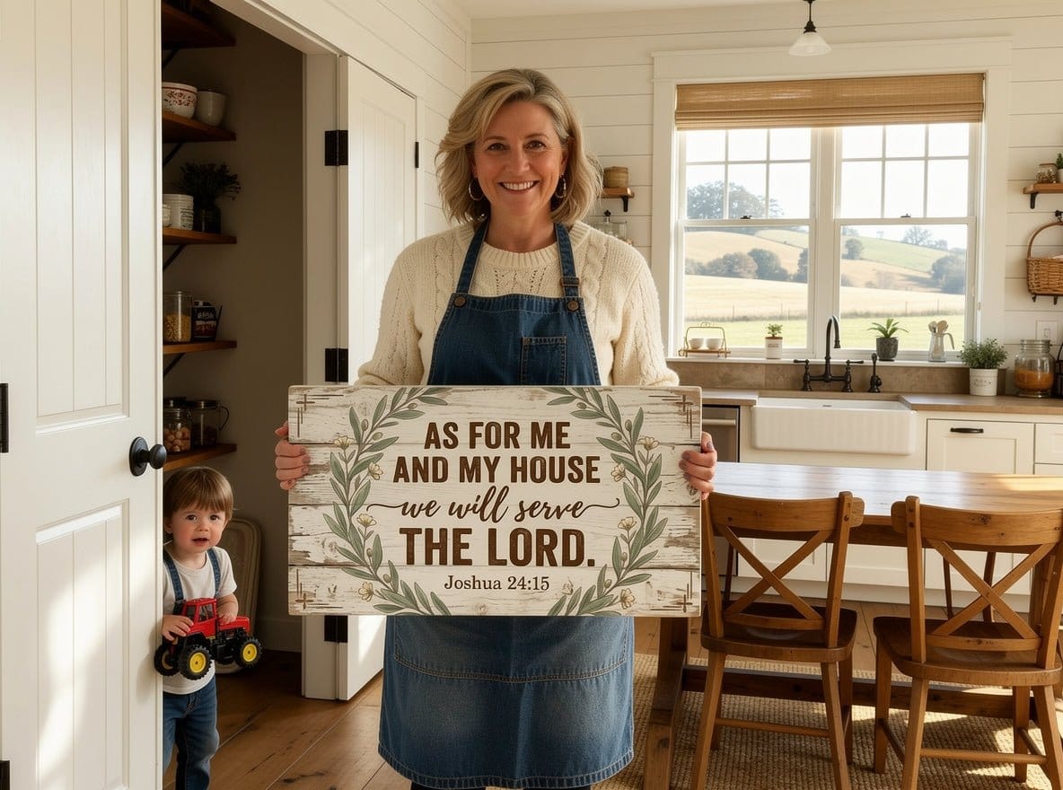 As For Me and My House We Will Serve the Lord Wall Art – Joshua 24:15 Rustic Farmhouse Christian Canvas Decor for Living Room - Sense for Decor