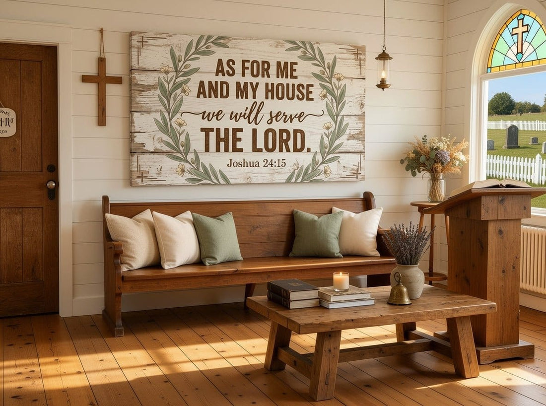 As For Me and My House We Will Serve the Lord Wall Art – Joshua 24:15 Rustic Farmhouse Christian Canvas Decor for Living Room - Sense for Decor