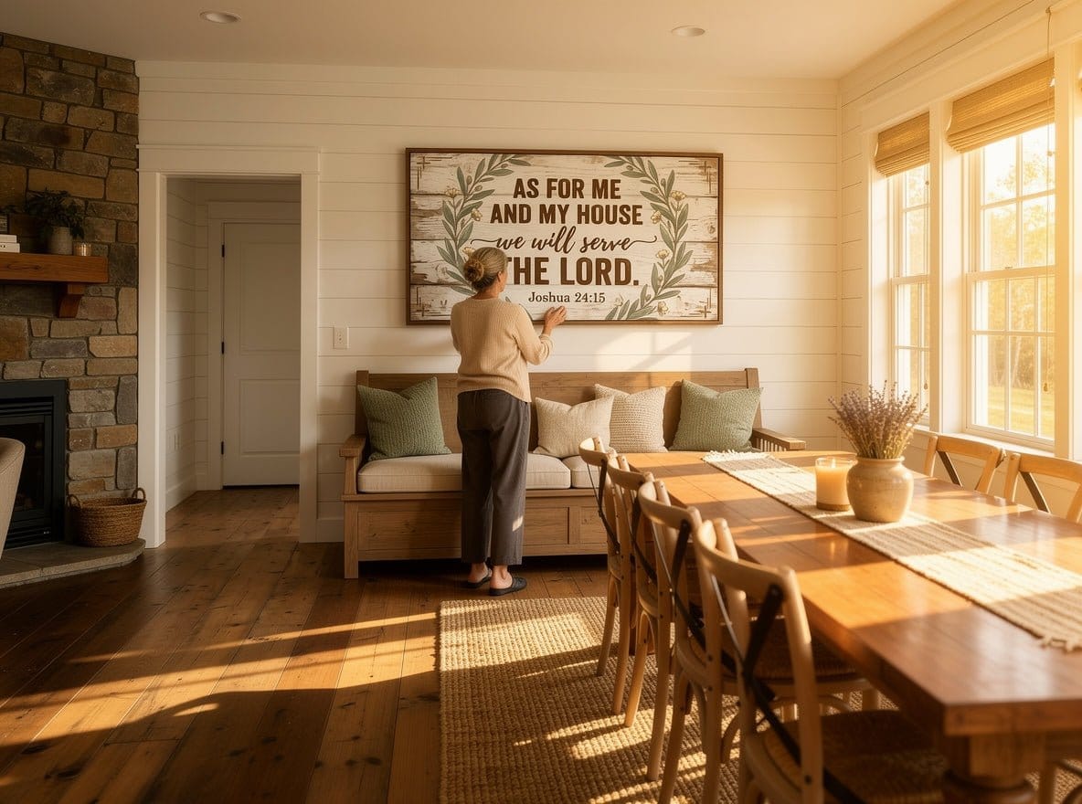 As For Me and My House We Will Serve the Lord Wall Art – Joshua 24:15 Rustic Farmhouse Christian Canvas Decor for Living Room - Sense for Decor