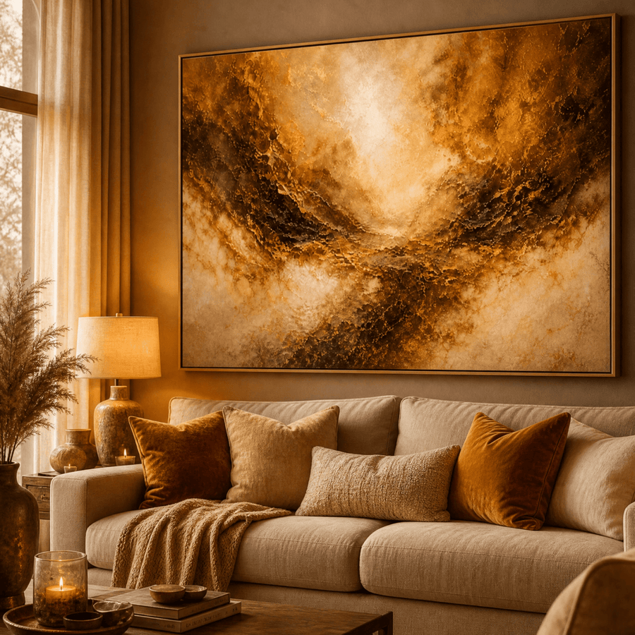 Atelier – Ember Horizon | Hand-Embellished Luxury Abstract Canvas Wall Art - Sense for Decor