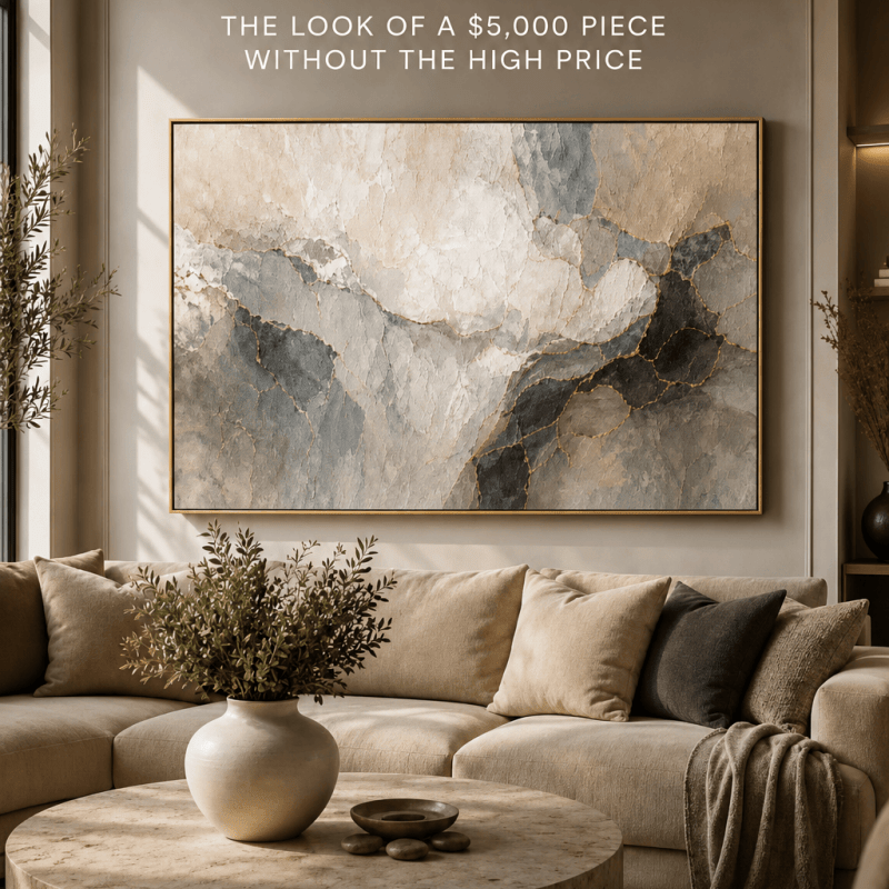 Atelier – Whispered Horizon | Hand-Embellished Abstract Canvas Wall Art - Sense for Decor