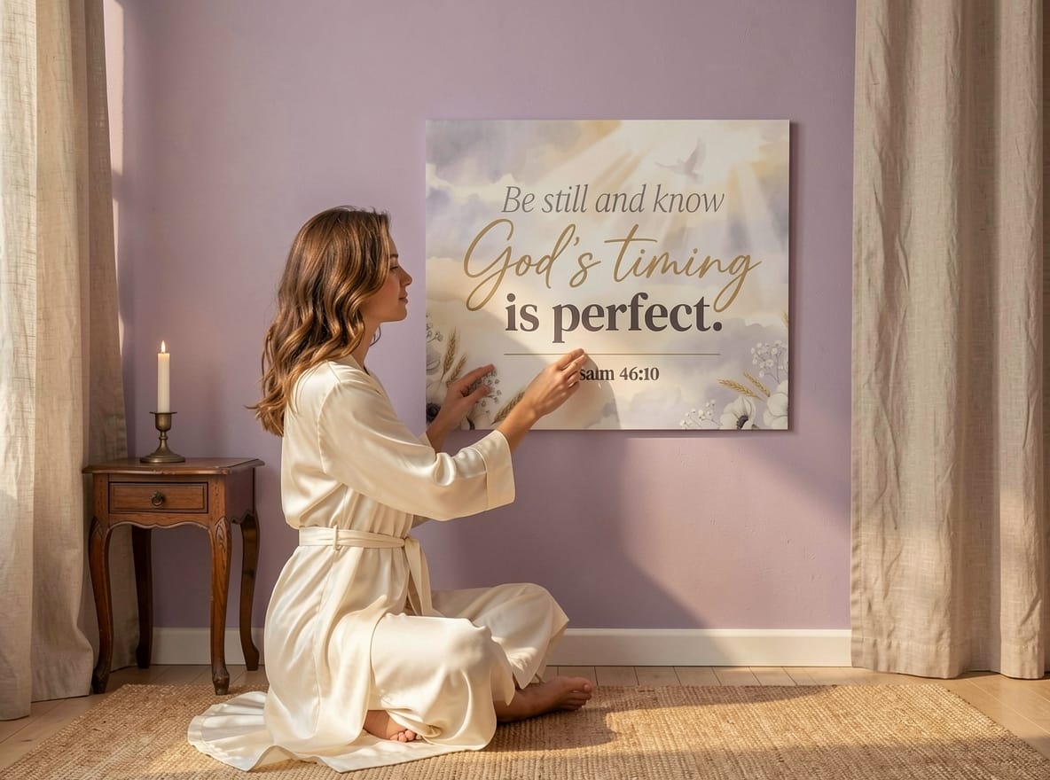 Be Still and Know God’s Timing is Perfect Wall Art – Psalm 46:10 Christian Canvas Print, Faith Encouragement Wall Decor - Sense for Decor