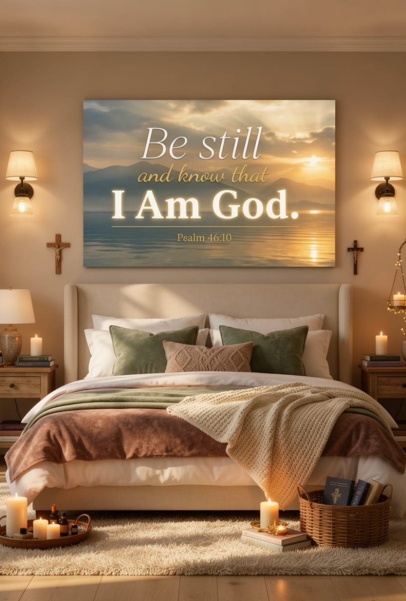 Be Still and Know That I Am God Wall Art – Psalm 46:10 Christian Canvas Print, Faith and Peace Scripture Wall Decor - Sense for Decor