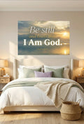 Be Still and Know That I Am God Wall Art – Psalm 46:10 Christian Canvas Print, Faith and Peace Scripture Wall Decor