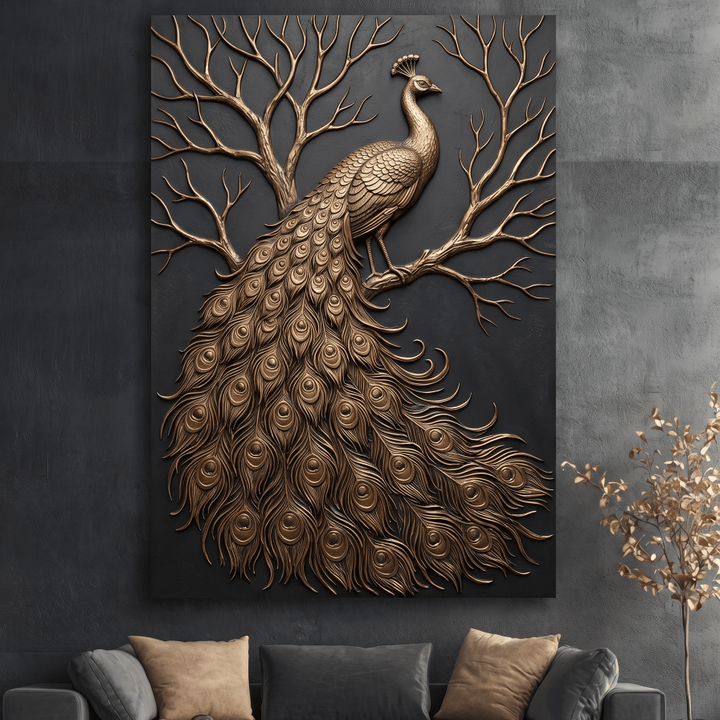 Black and Gold Wild Animals Wall Art – Luxury Canvas Wall Decor (Flat or 3D Hand - Embellished Finish) - Sense for Decor
