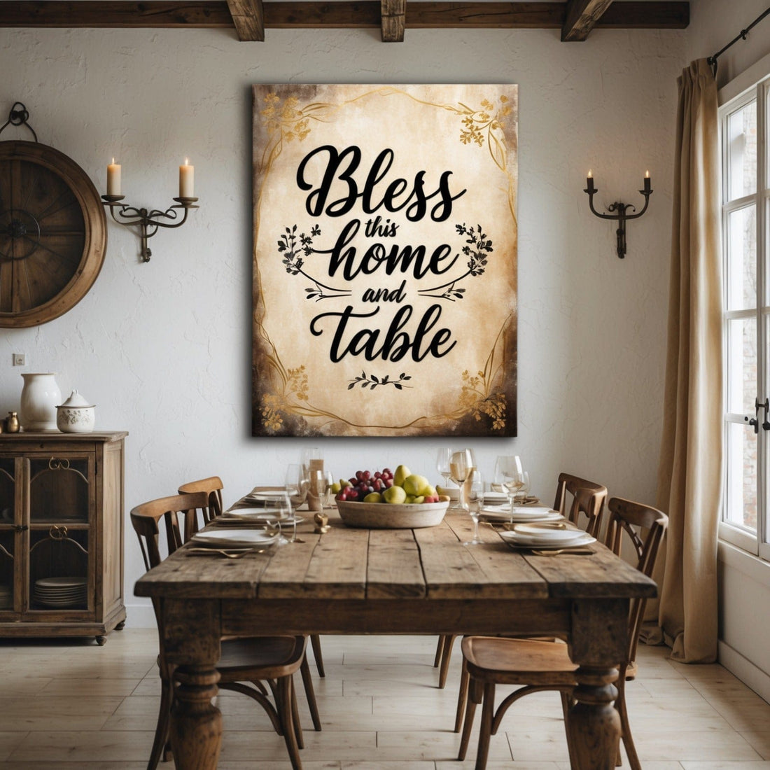 Bless This Home and Table – Rustic Christian Wall Art for Dining & Gathering Spaces - Sense for Decor