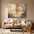 Blessed Is The Home Filled With Love Wall Art – Modern Abstract Canvas in Warm Neutral Cream & Gold