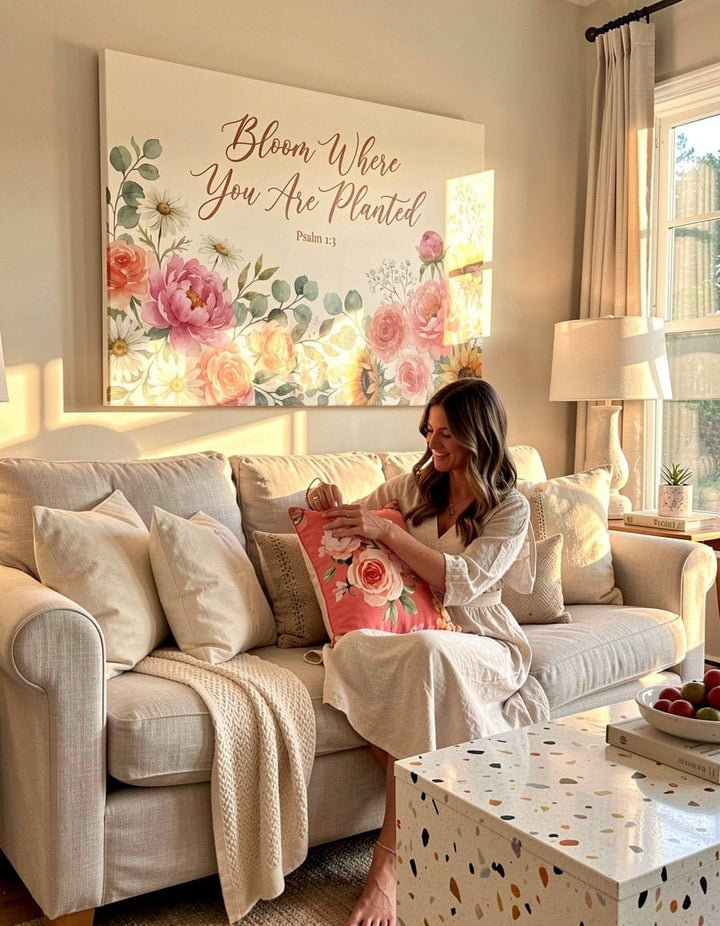 Bloom Where You Are Planted Wall Art – Psalm 1:3 Christian Canvas Print, Inspirational Faith Decor for Growth and Encouragement - Sense for Decor