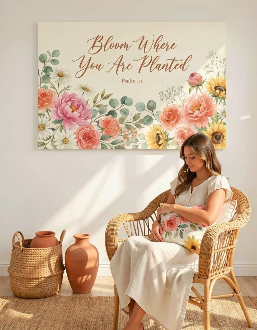 Bloom Where You Are Planted Wall Art – Psalm 1:3 Christian Canvas Print, Inspirational Faith Decor for Growth and Encouragement - Sense for Decor