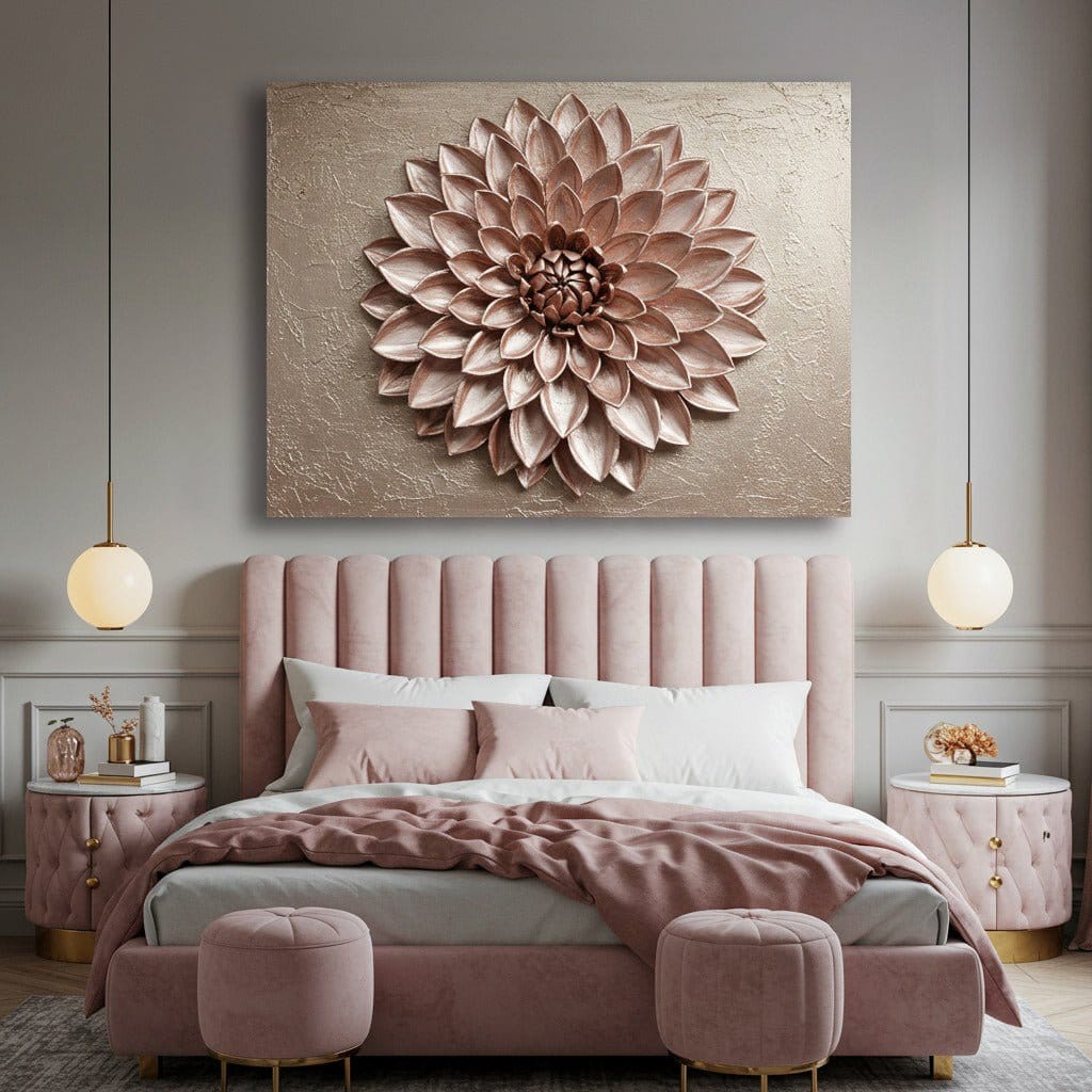 Blush Radiance – Rose Gold Floral Wall Art Canvas - Sense for Decor