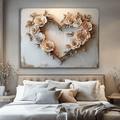 Blush Rose Heart Wall Art –  Romantic Floral Canvas for Bedroom Decor