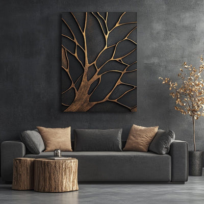 Bronze Branches – Abstract Tree Silhouette Wall Art Canvas - Sense for Decor