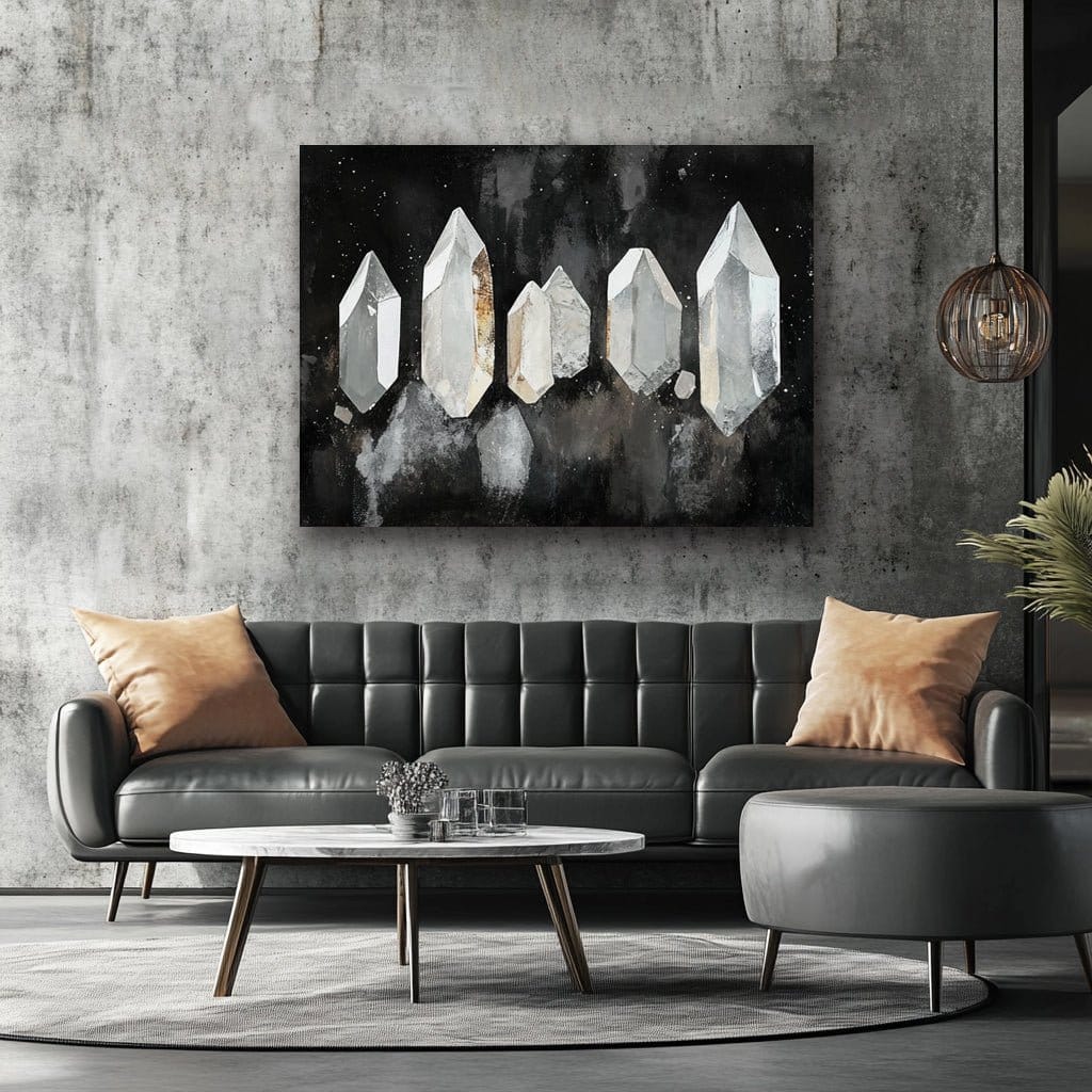 Celestial Crystals – Modern Crystal Cluster Wall Art Canvas - Sense for Decor
