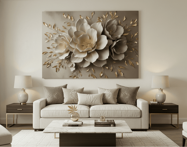 Champagne Petals Bloom Look Floral Canvas Wall Art - Sense for Decor