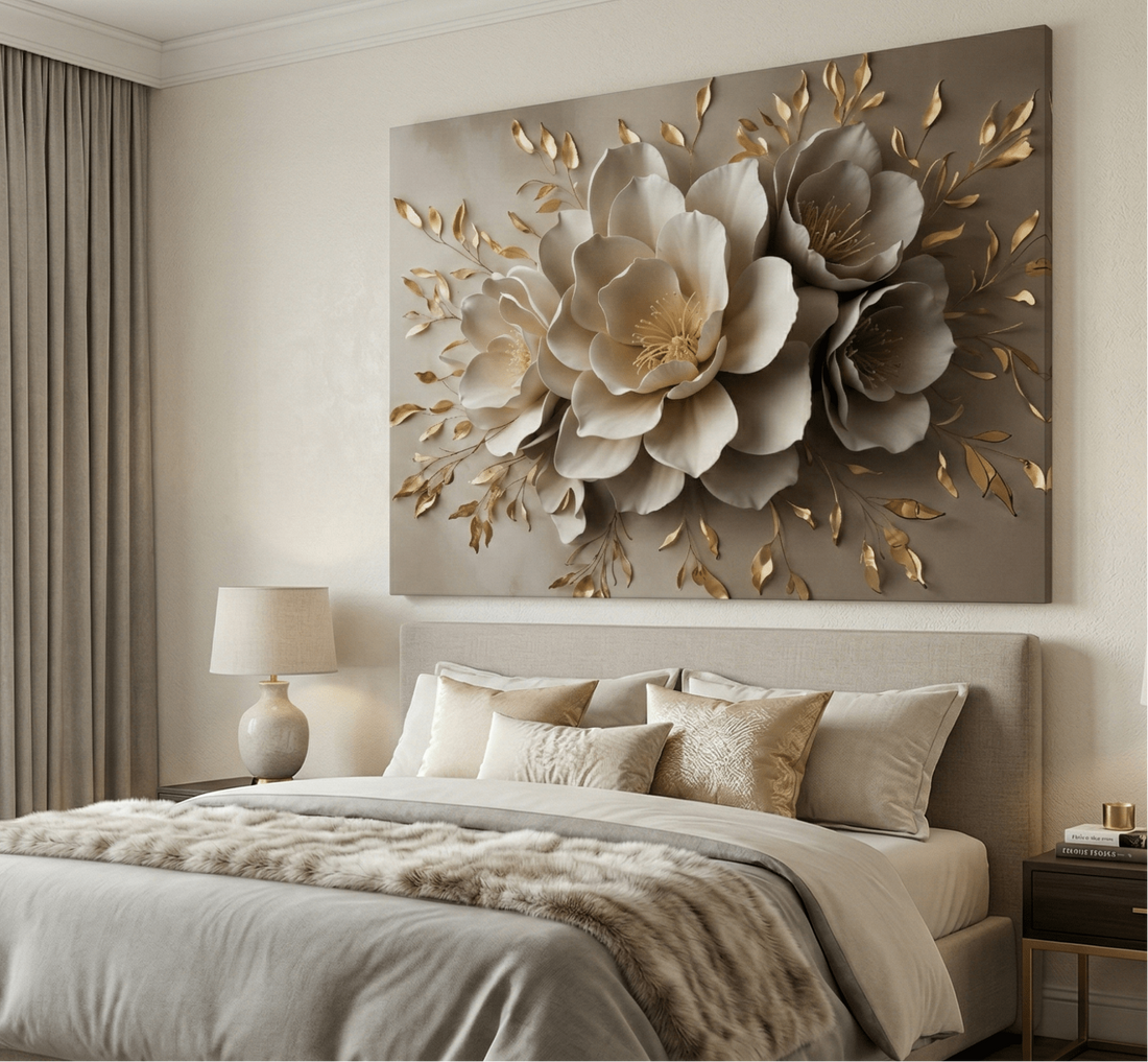 Champagne Petals Bloom Look Floral Canvas Wall Art - Sense for Decor