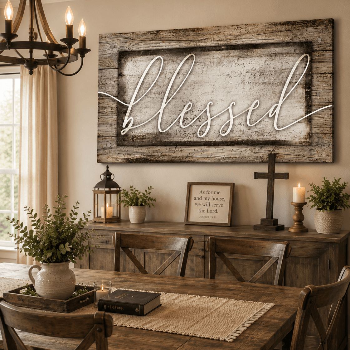 Christian Wall Art: Blessed Word Sign – Faith-Based Living Room Accent - Sense for Decor