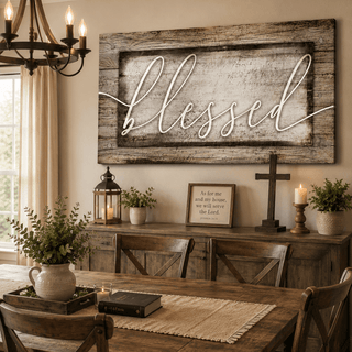 Christian Wall Art: Blessed Word Sign – Faith-Based Living Room Accent - Sense for Decor
