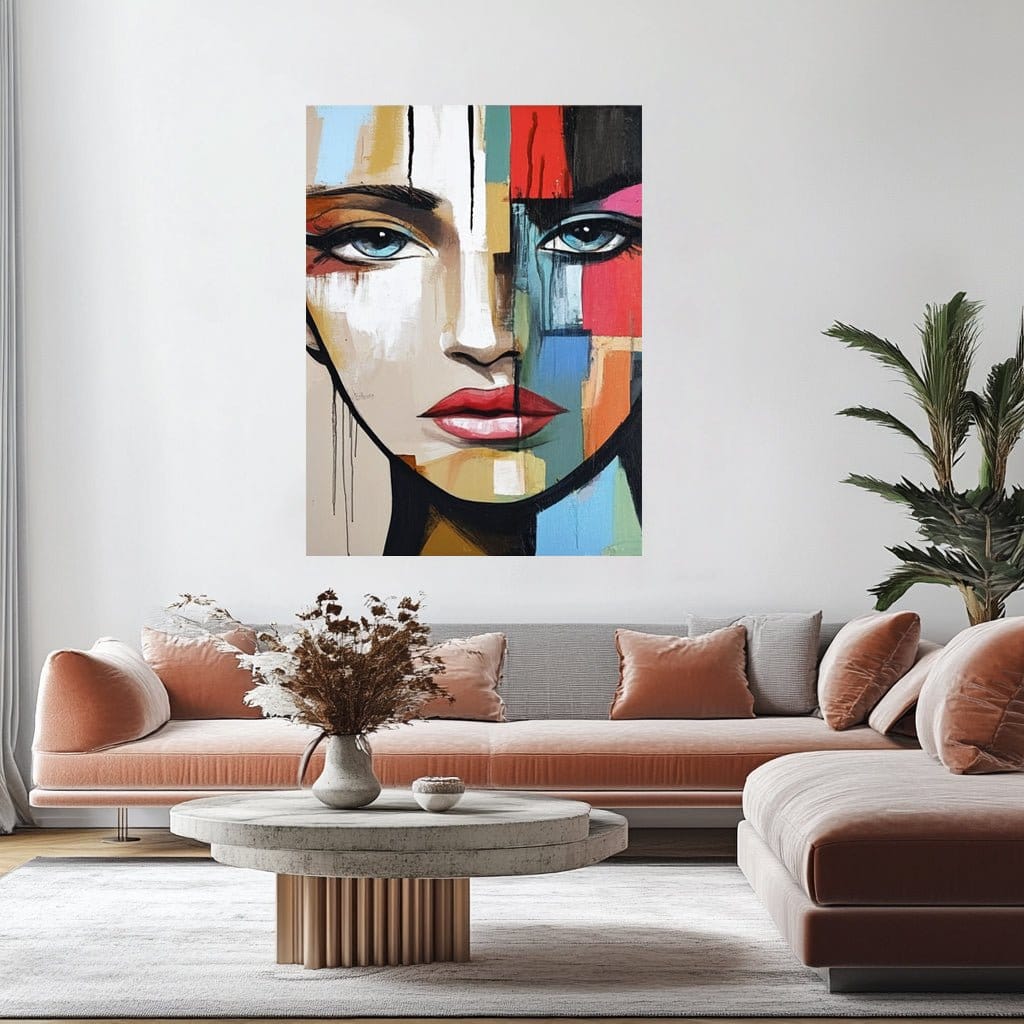 Color Veil – Modern Abstract Woman Portrait Wall Art - Sense for Decor
