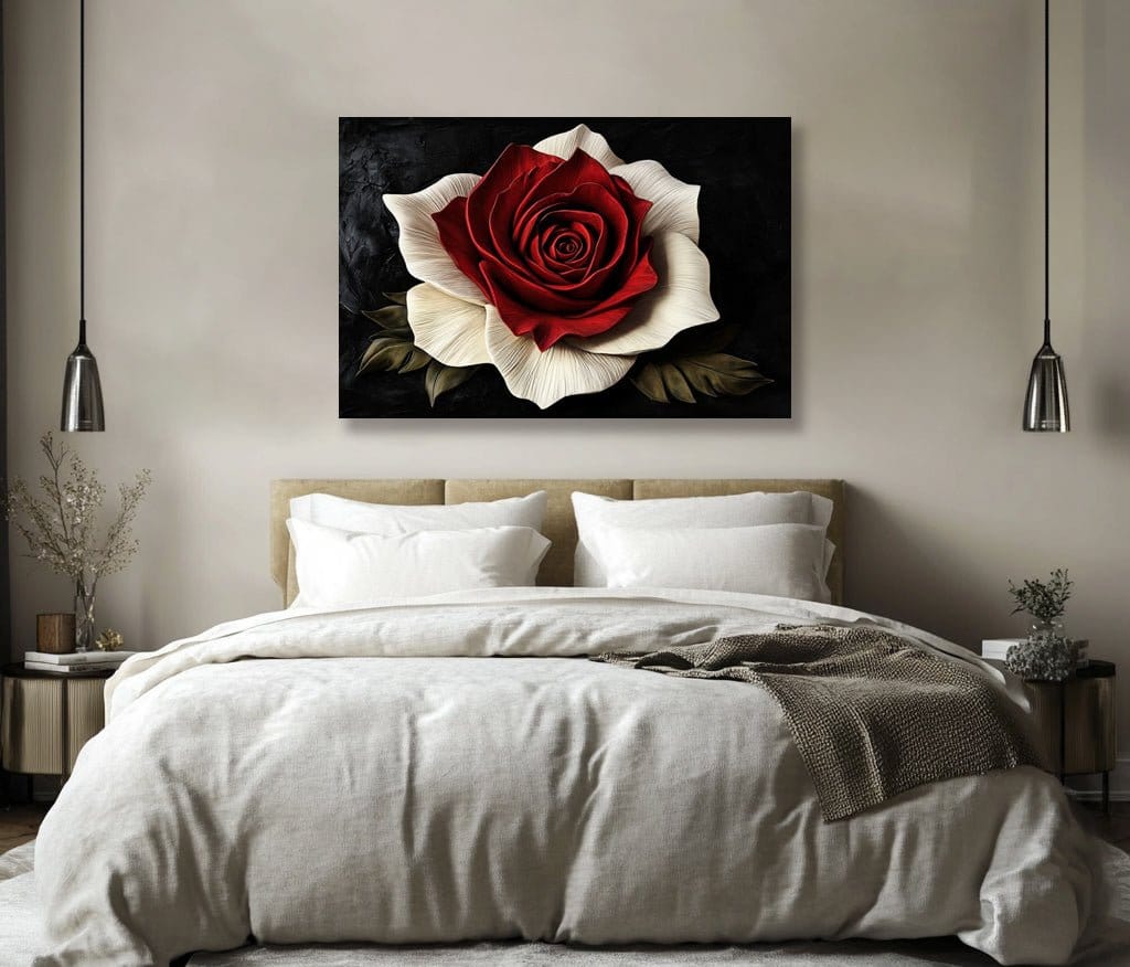 Crimson Bloom – Romantic Red Rose Canvas Wall Art - Sense for Decor