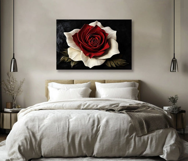 Crimson Bloom – Romantic Red Rose Canvas Wall Art - Sense for Decor