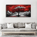 Crimson Silence – Bold Tree & Mountain Wall Art Canvas