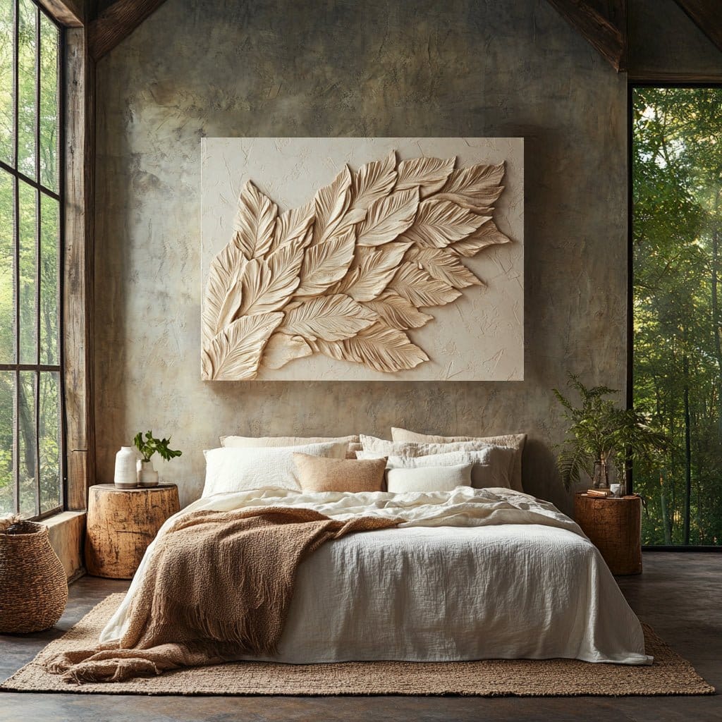 Earth Whisper – Neutral Leaf Wall Art Canvas - Sense for Decor