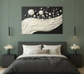 Elegant Dandelion Canvas Wall Art – Cream and Black Minimalist Flow