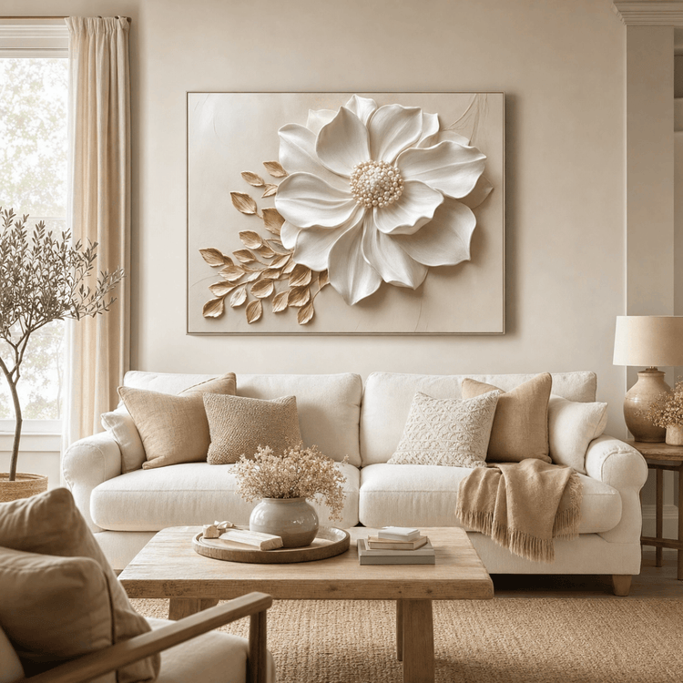 Elegant Flower Wall Art – Oversized Floral Canvas for Living Room and Home Decor - Sense for Decor