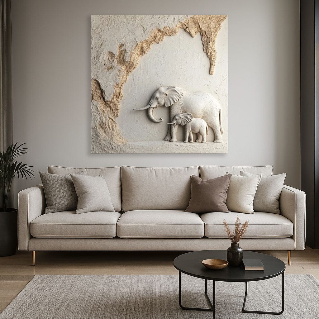 Elephant Bond Canvas Wall Art – Symbol of Strength & Family Love - Sense for Decor